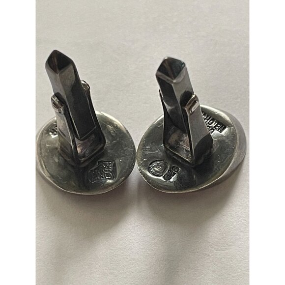 Vintage Antonio Pineda 970 Silver Concave Oval Cufflinks - Picture 14 of 16